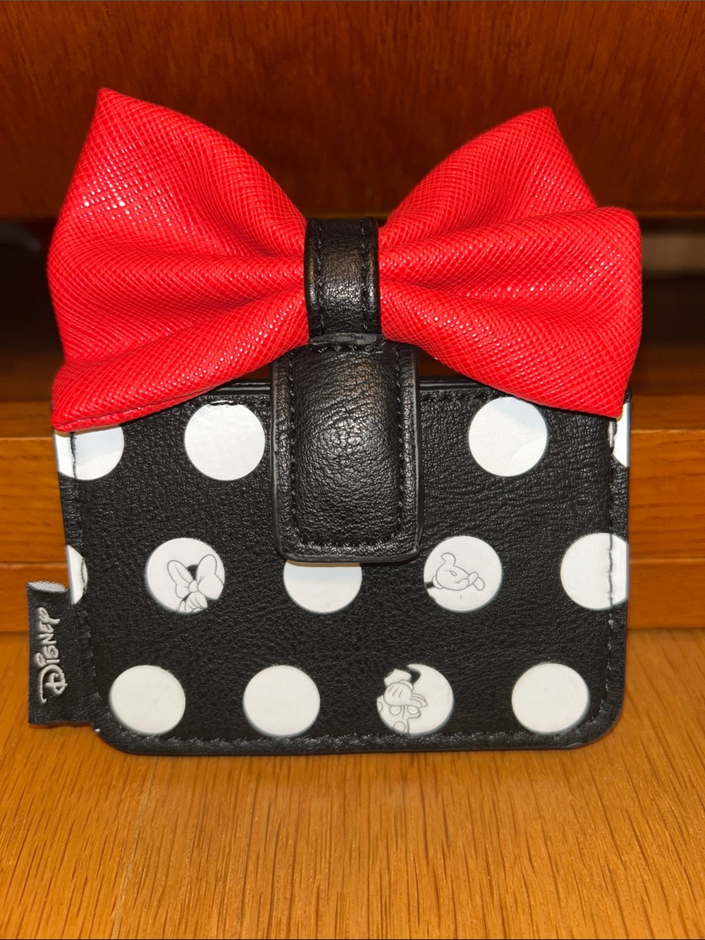 Disney Black and White Polka Dot Wallet with Red Bow Accent